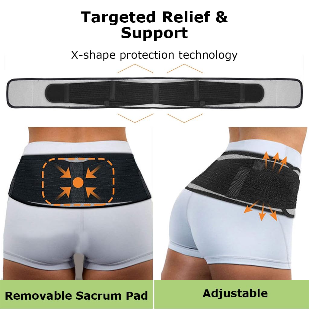 HANNEA Sciatica Pain Relief Belt for Women and Men, Hip Belt for Back Pain - Support and Alleviate Si Joint, Pelvic Support Strap, Breathable Waist Lumbar Lower Back Brace for Sciatica HANNEA Sciatica Pain Relief Belt for Women and Men, Hip Belt for Back Pain - Support and Alleviate Si Joint, Pelvic Support Strap, Breathable Waist Lumbar Lower Back Brace for Sciatica